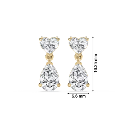 Heart & Pear Drop Diamond Earrings