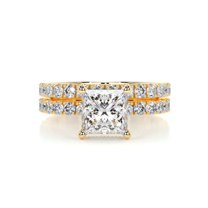 1 CT PRINCESS HIDDEN HALO  F/VS DIAMOND BRIDAL RING SET