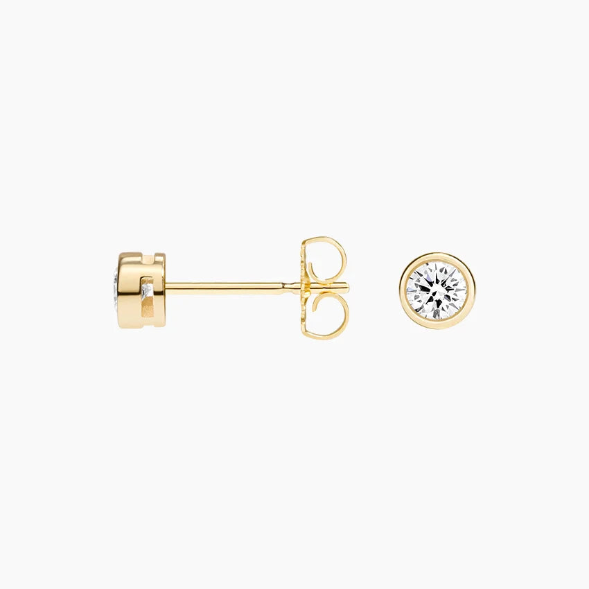 Sophie Lab Diamond Bezel Stud Earrings 14K Yellow Gold