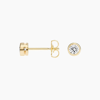 Sophie Lab Diamond Bezel Stud Earrings 14K Yellow Gold