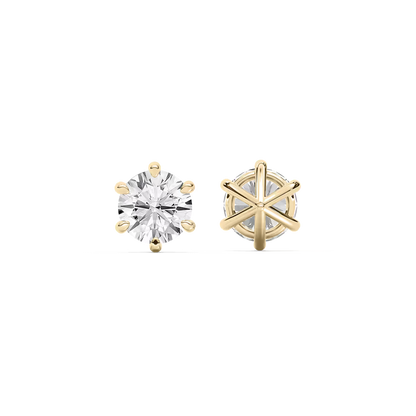 Classic Round Six Prong Diamond Earrings