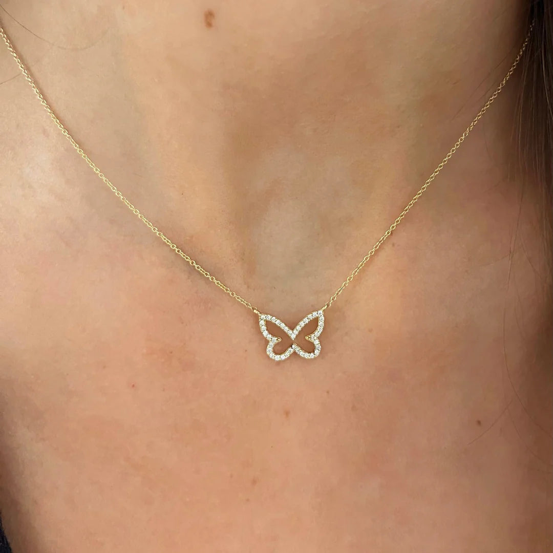 Laura Dainty Diamond Butterfly Necklace