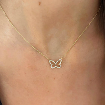 Laura Dainty Diamond Butterfly Necklace