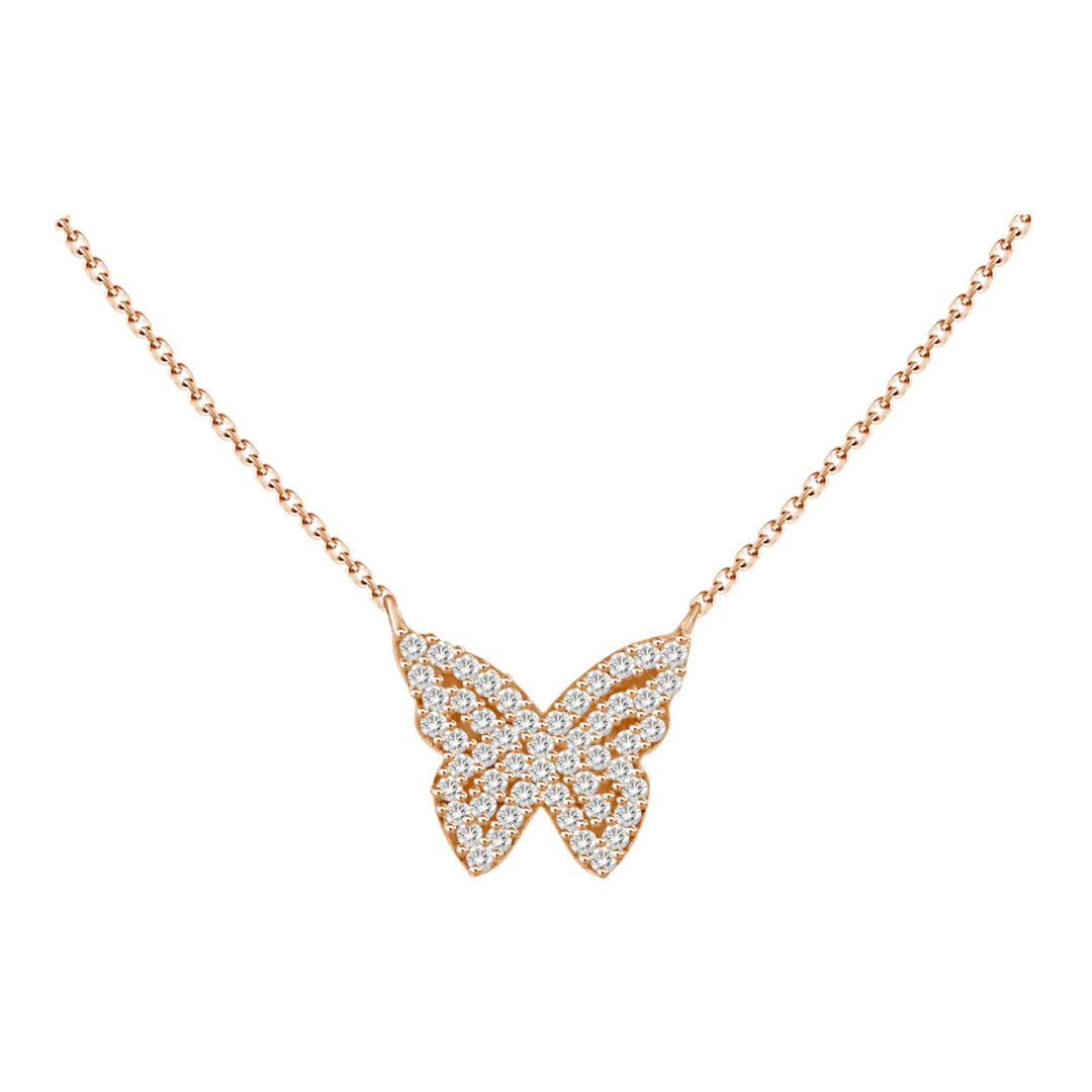Dainty Diamond Butterfly Necklace