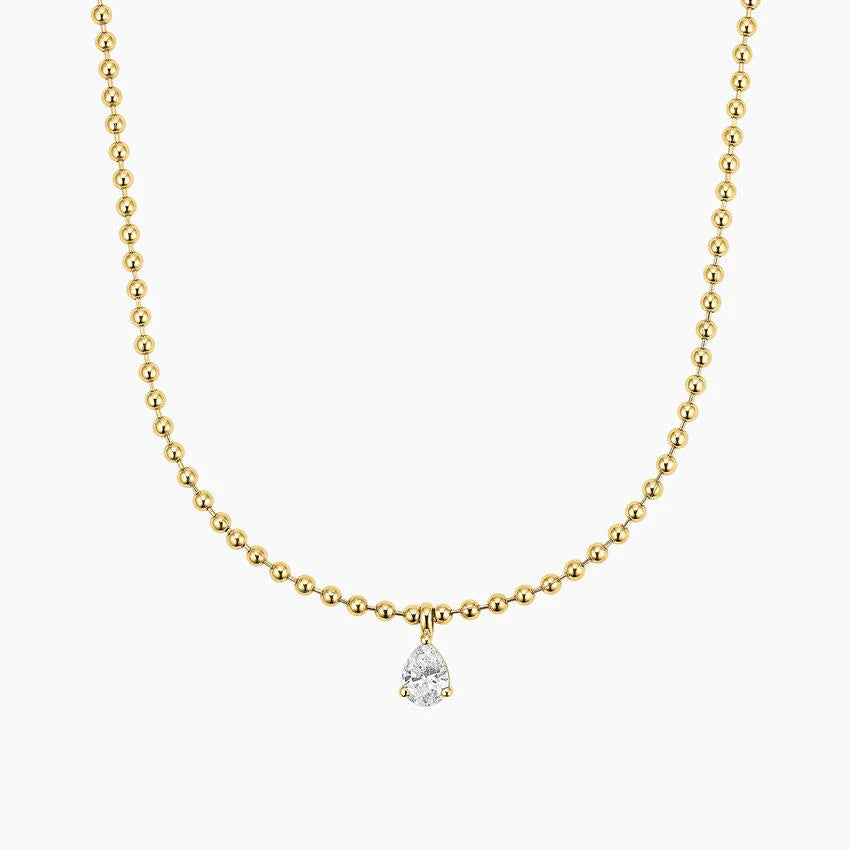 Lab Diamond Solitaire Bead Chain Pendant (0.40 ct. tw.) in 14K Gold