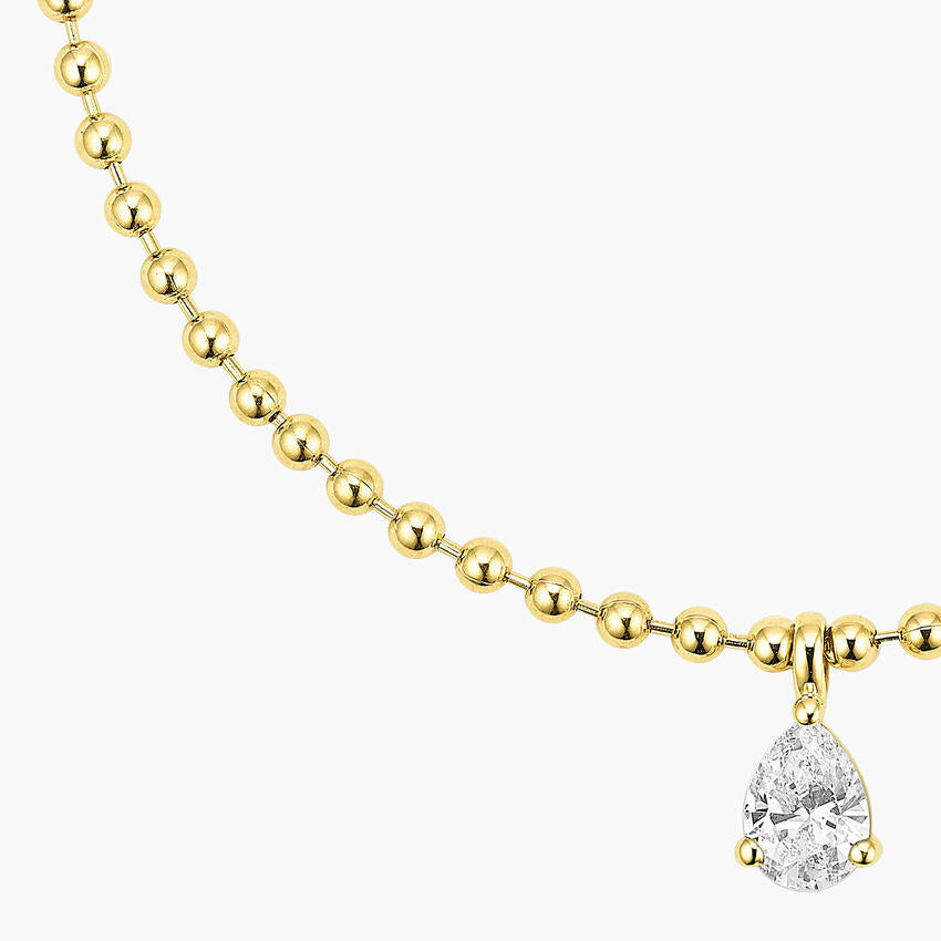 Lab Diamond Solitaire Bead Chain Pendant (0.40 ct. tw.) in 14K Gold