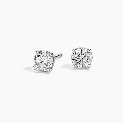 Perfect 4-Prong Lab Diamond Stud Earrings in 18K White Gold
