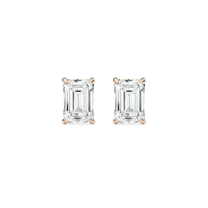 Emerald-Cut Solitaire Stud Earrings