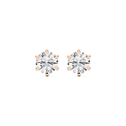 Classic Round Six Prong Diamond Earrings
