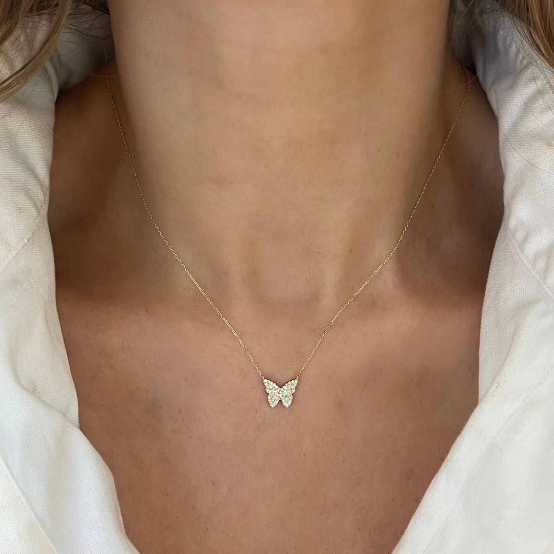 Dainty Diamond Butterfly Necklace