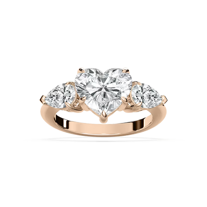 Heart and Pear Three Stone Ring