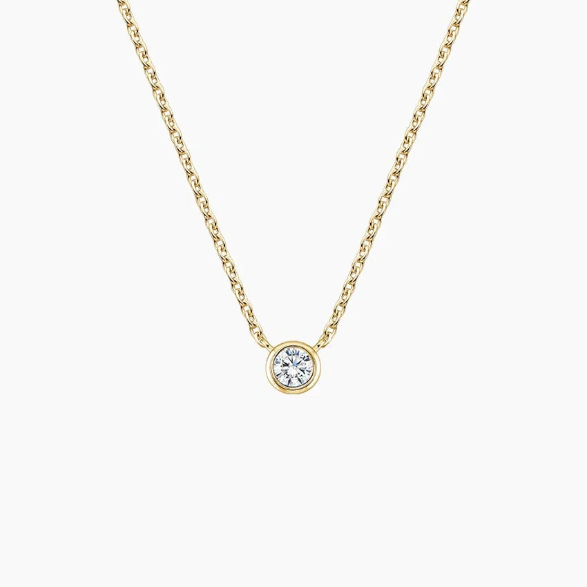 Lab Diamond Bezel Solitaire Pendant in 14K Yellow Gold
