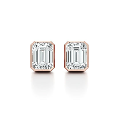 Bezel Set Lab Diamond Emerald Studs