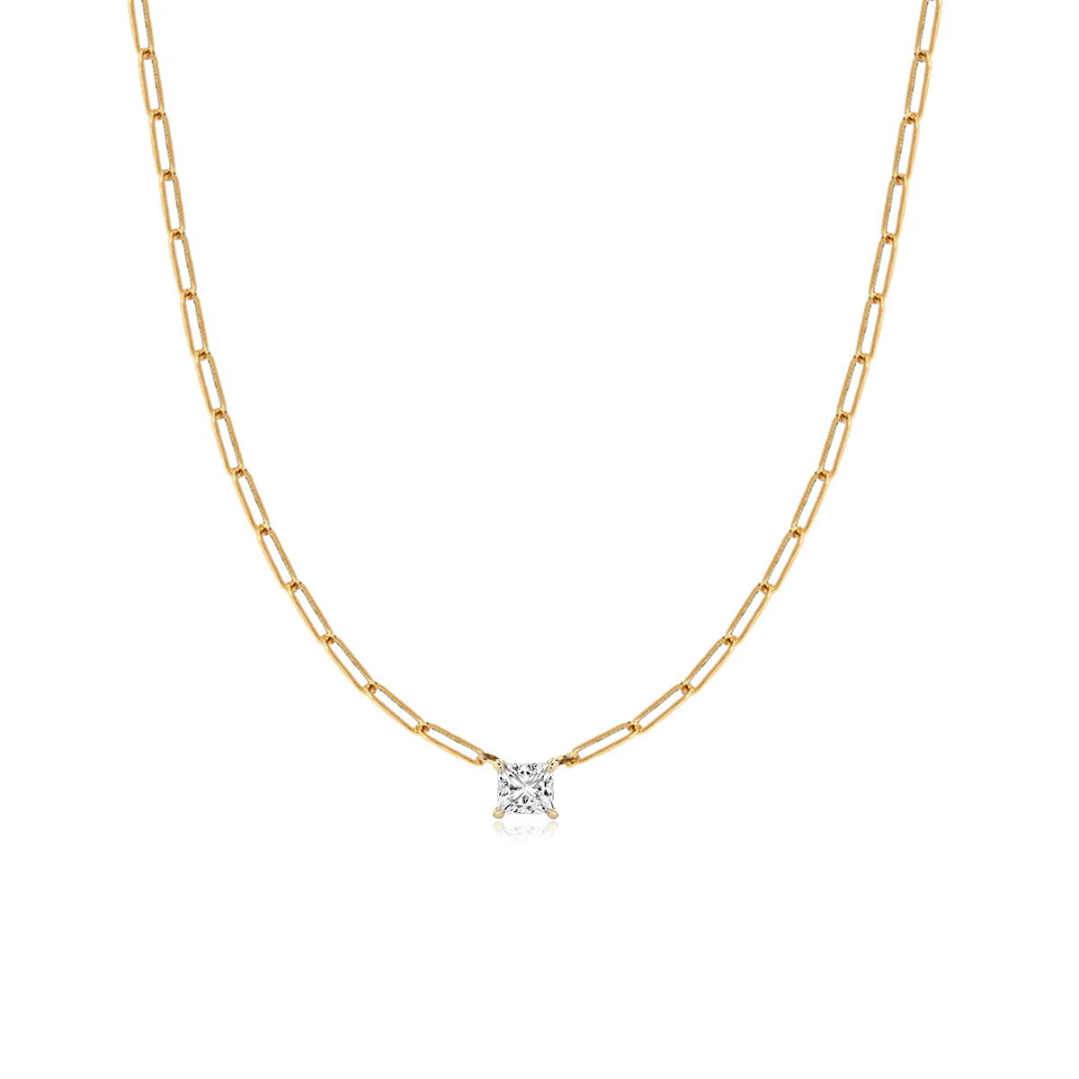 SOLITAIRE DIAMOND PAPERCLIP NECKLACE