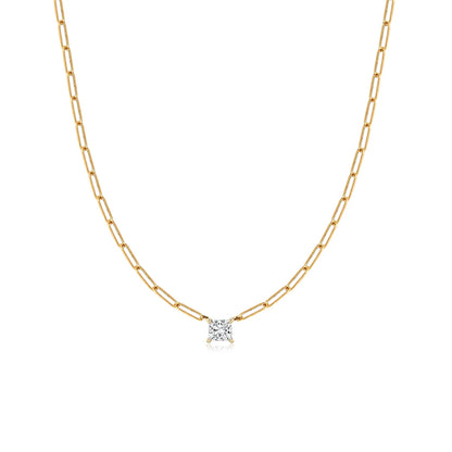 SOLITAIRE DIAMOND PAPERCLIP NECKLACE
