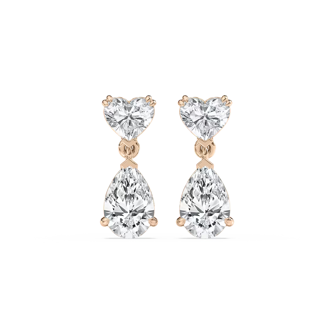 Heart & Pear Drop Diamond Earrings