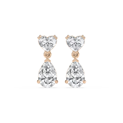 Heart & Pear Drop Diamond Earrings