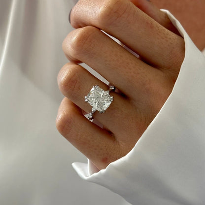 Beverley Elongated Cushion Hidden Halo Engagement Ring