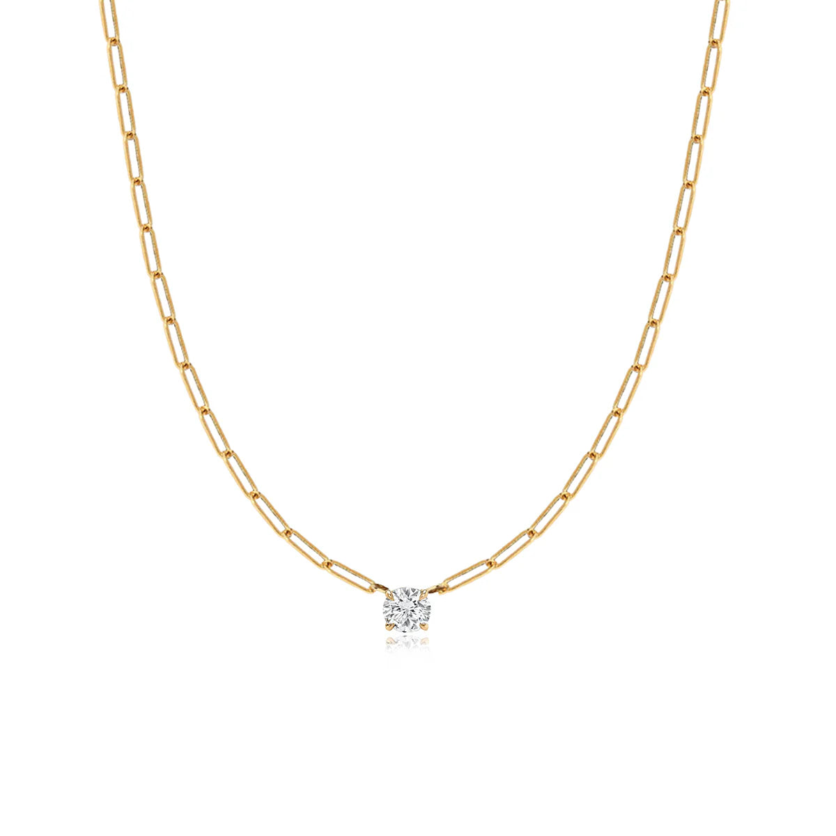 SOLITAIRE DIAMOND PAPERCLIP NECKLACE