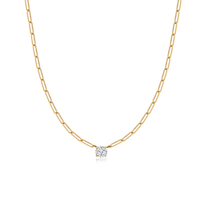 SOLITAIRE DIAMOND PAPERCLIP NECKLACE