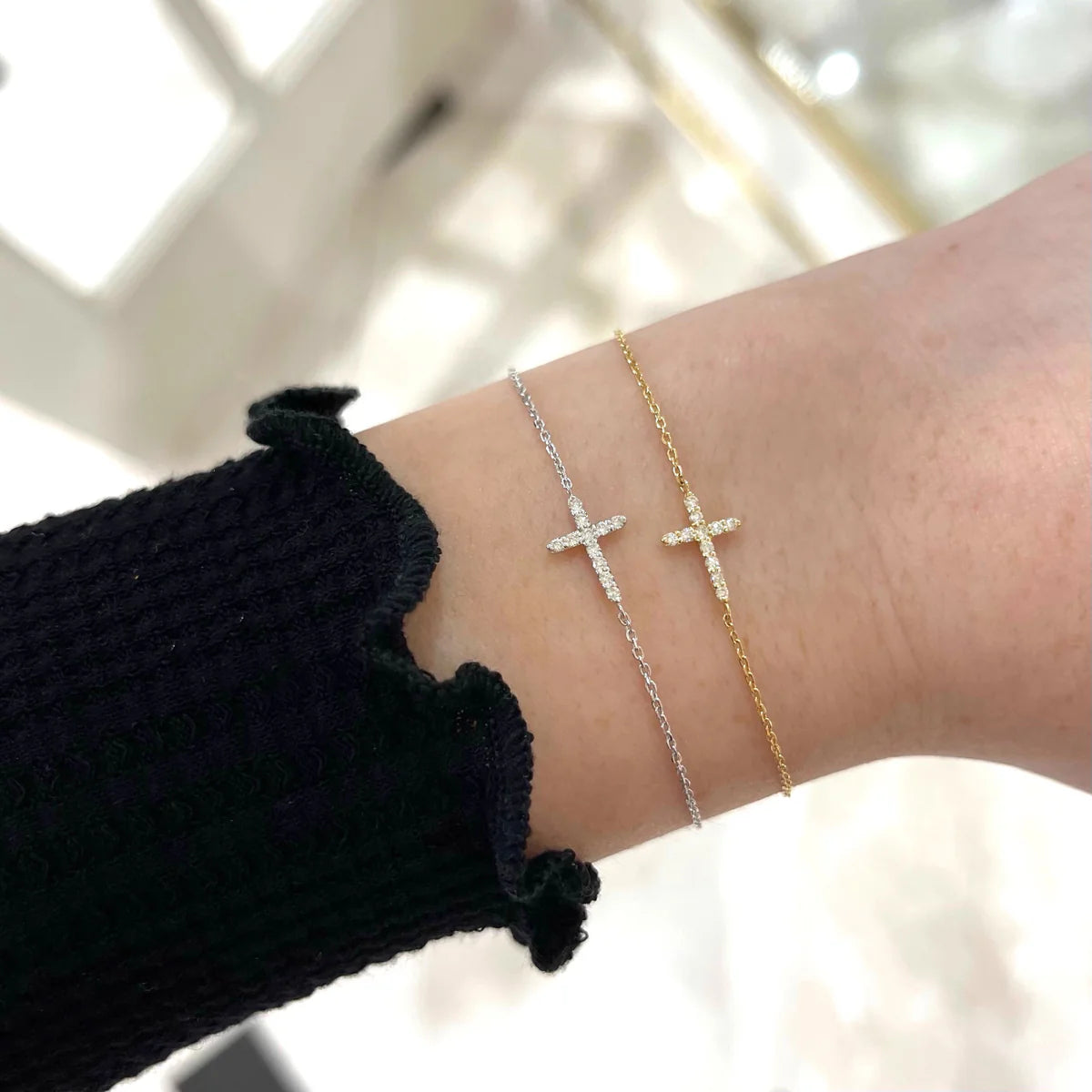 Esther Dainty Diamond Cross Bracelet