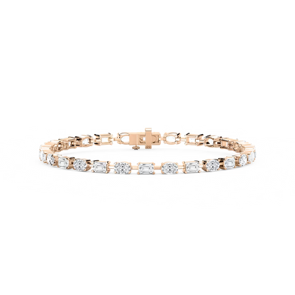 Emerald and Oval Lab Grown Diamond Tennis Bracelet