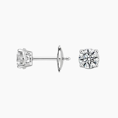 Perfect 4-Prong Lab Diamond Stud Earrings in 18K White Gold