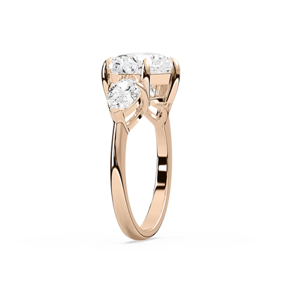 Heart and Pear Three Stone Ring