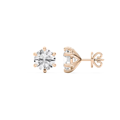Classic Round Six Prong Diamond Earrings