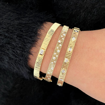 THICK FLUTED DIAMOND BANGLE