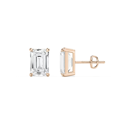 Emerald-Cut Solitaire Stud Earrings