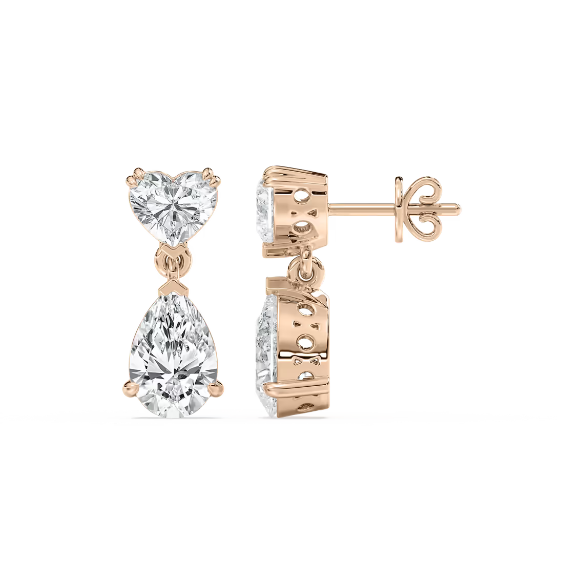 Heart & Pear Drop Diamond Earrings