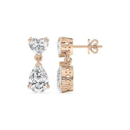 Heart & Pear Drop Diamond Earrings