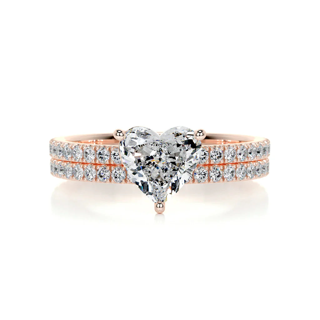 1.0 CT HEART SOLITAIRE F/VS DIAMOND BRIDAL RING SET