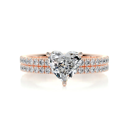1.0 CT HEART SOLITAIRE F/VS DIAMOND BRIDAL RING SET