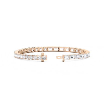 Emerald and Round Diamond Tennis Bracelet