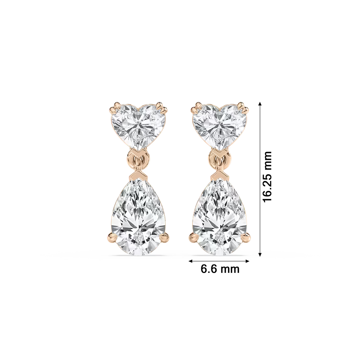 Heart & Pear Drop Diamond Earrings