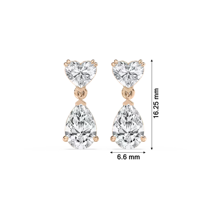 Heart & Pear Drop Diamond Earrings