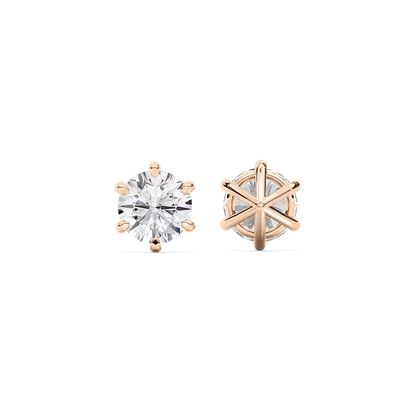 Classic Round Six Prong Diamond Earrings
