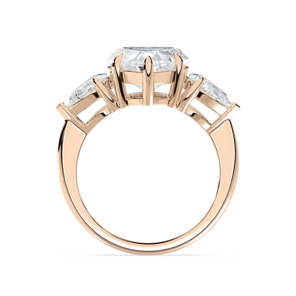 Heart and Pear Three Stone Ring