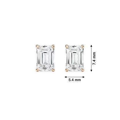 Emerald-Cut Solitaire Stud Earrings