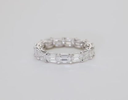 Lab Diamond Sideways Emerald Eternity Band