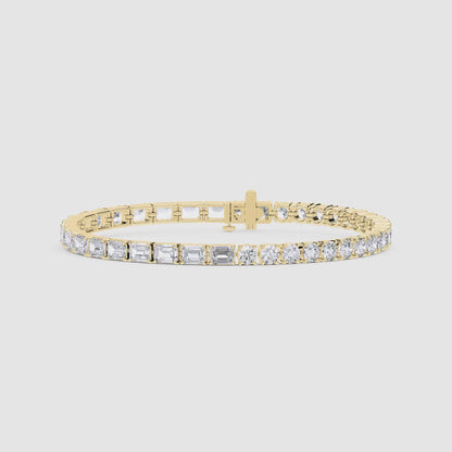 Emerald and Round Diamond Tennis Bracelet