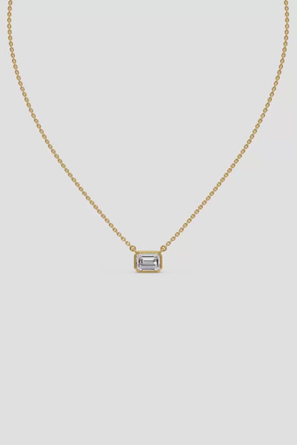 1 ct East West Emerald Necklace