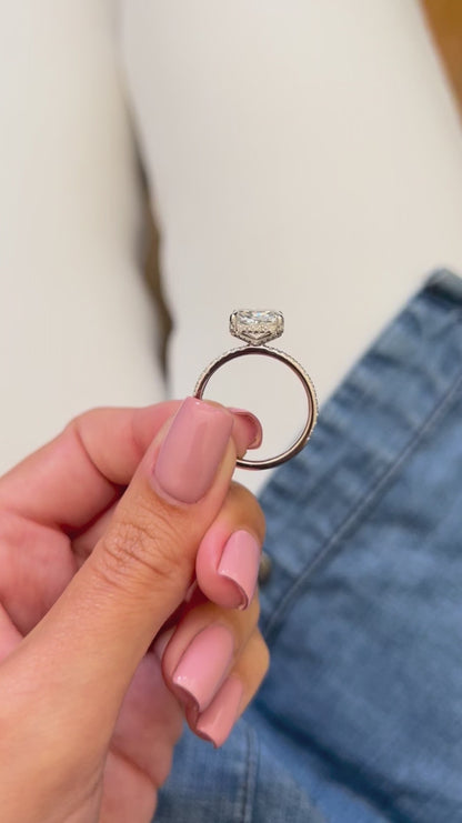 Genesis Elongated Cushion Hidden Halo Engagement Ring