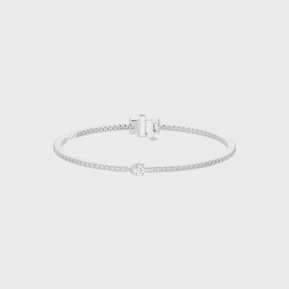 Pear and Round Cut Lab Grown Diamond Tennis Bracelet