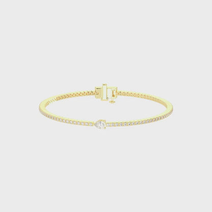 Pear and Round Cut Lab Grown Diamond Tennis Bracelet
