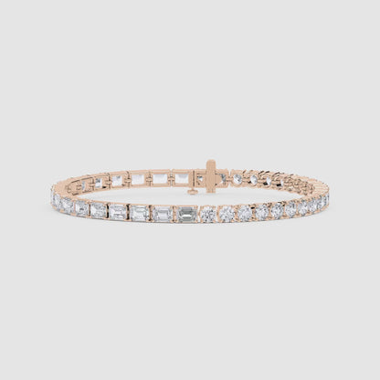 Emerald and Round Diamond Tennis Bracelet
