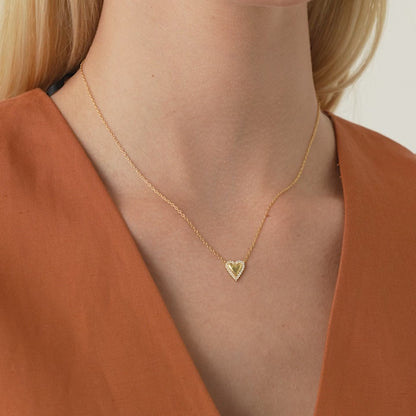 14K Diamond Puffed Heart Love Necklace