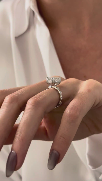 Beverley Elongated Cushion Hidden Halo Engagement Ring